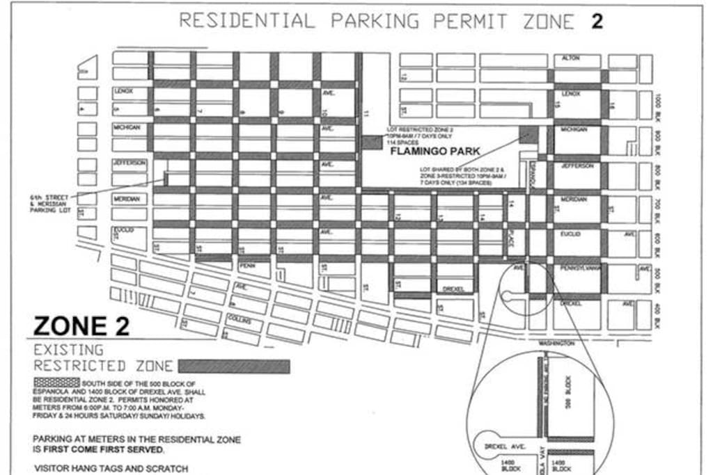 Free Parking on Miami Beach within this Zone