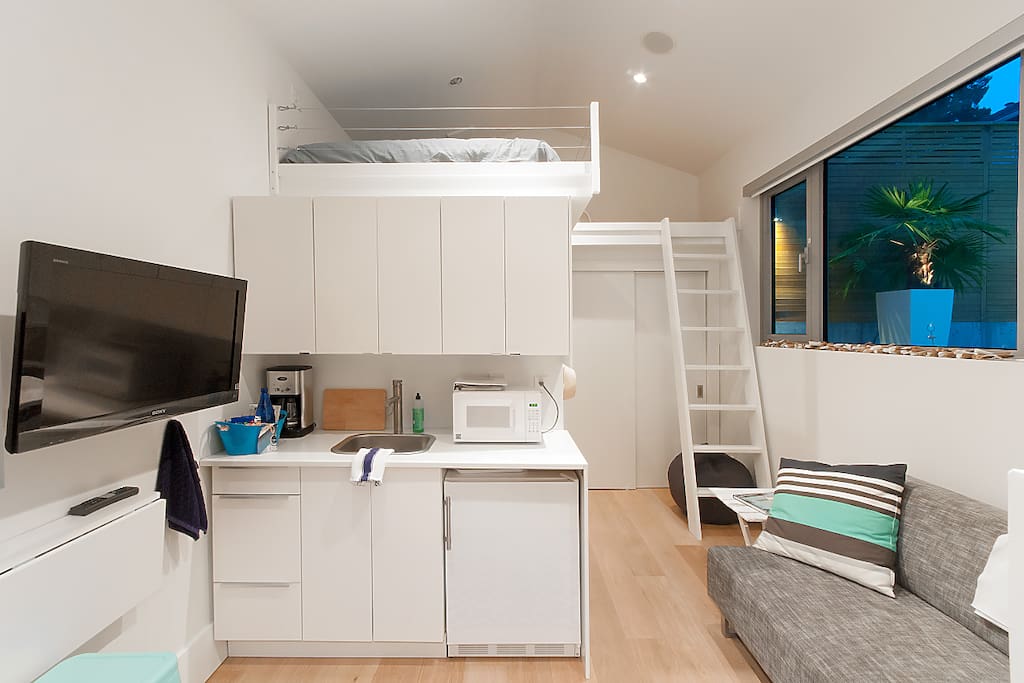 Inside the tiny house.