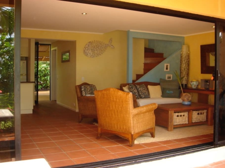 Living area, lounge TV opens alfresco style (large sliding windows) to terrace (see list photo)