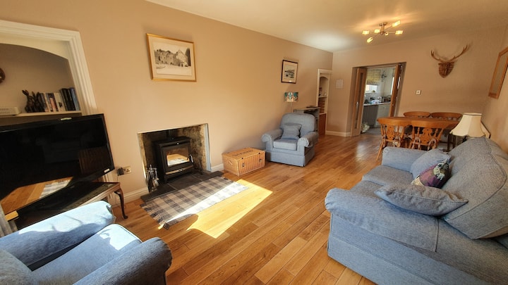 Cosy living room with log-burner