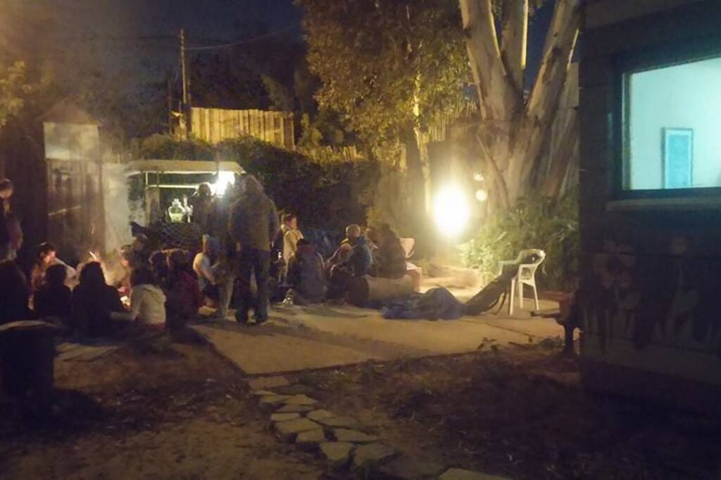 many people around the fire