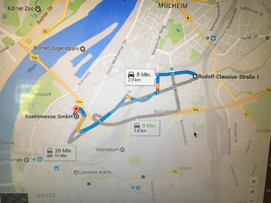 Entfernung zur Messe/Distance to the fair