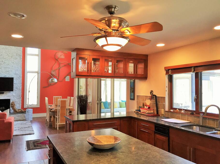 Kitchen into dining area