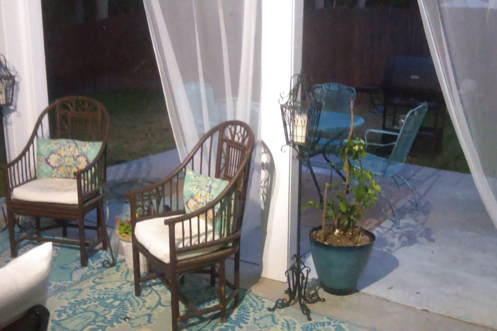 This is the back patio, great place for morning coffee to relax and unwind