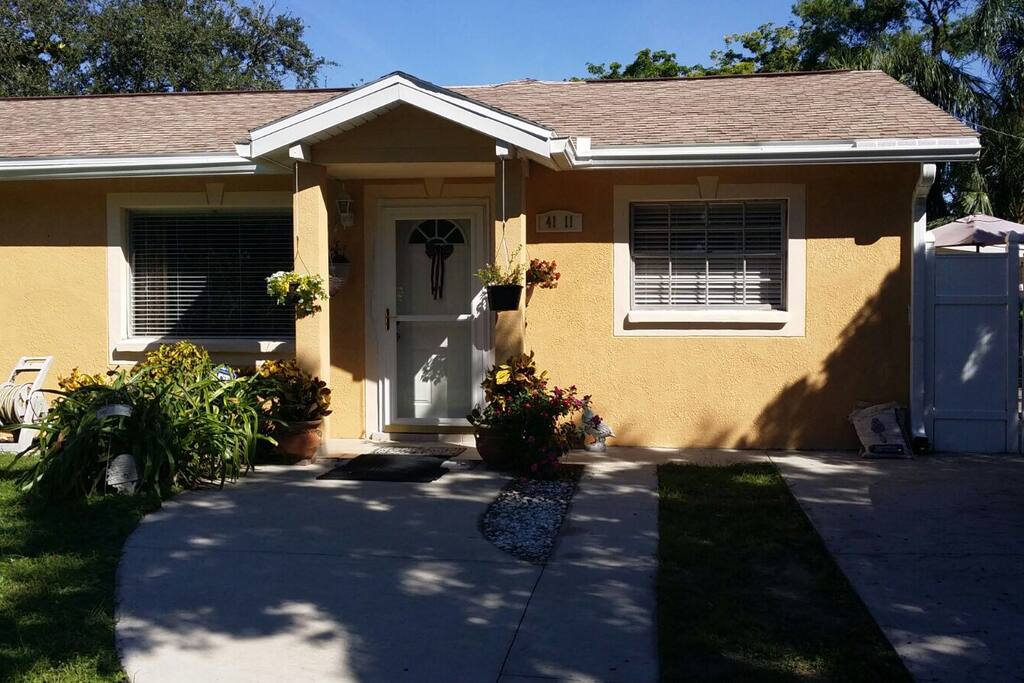 This is the front of the house. Our cozy room has a private entrance. You can come and go as you wish.