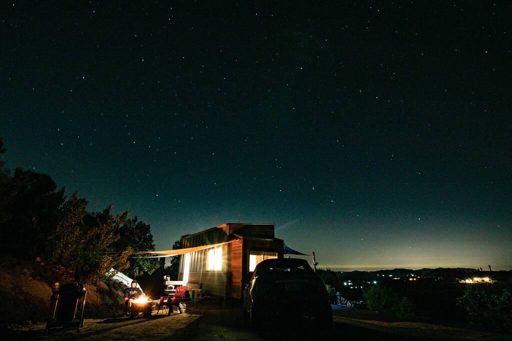 The night sky is filled with stars