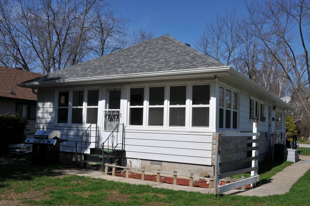 Large backyard with new BBQ