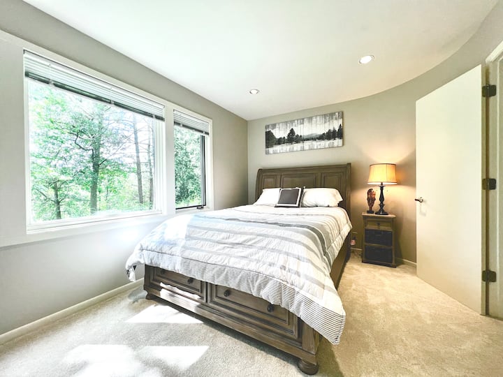Bedroom 2 (mother-in-law suite; lower level). This room tends to be cooler compared to other rooms, and suitable for guests who sleep hot.