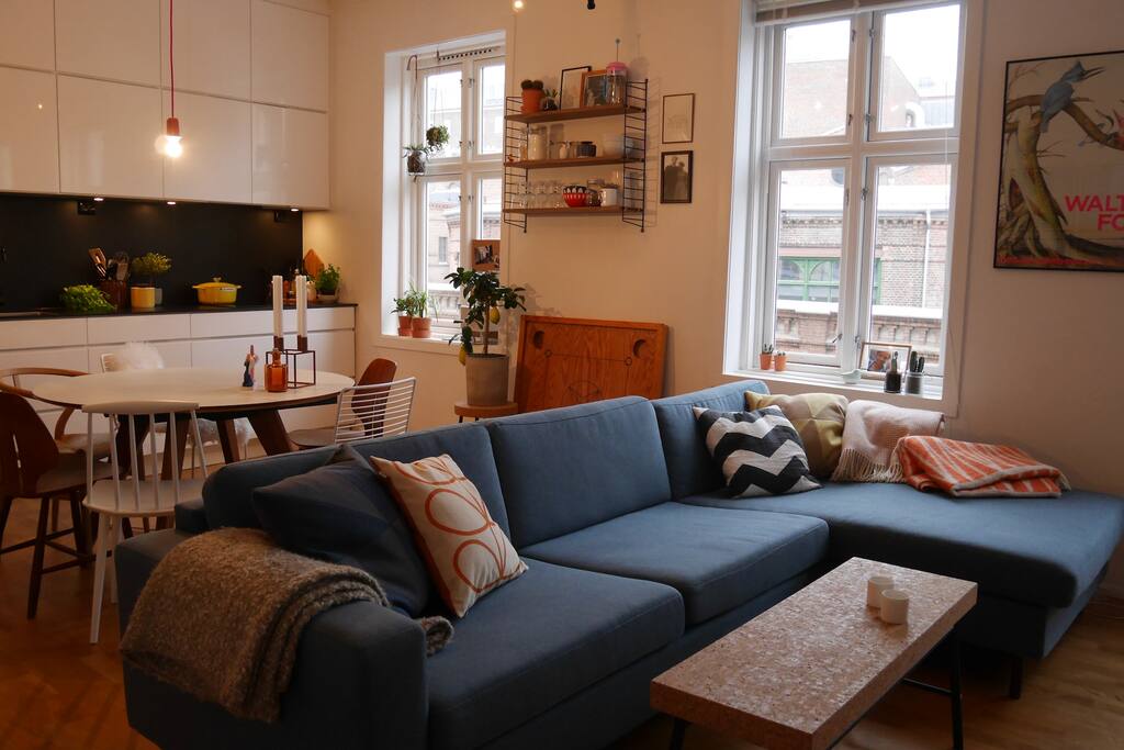 Large couch for movie nights.