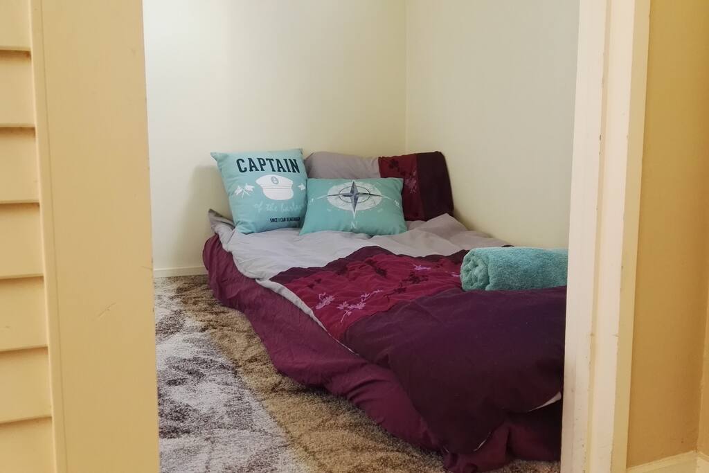Room is private with a sliding door