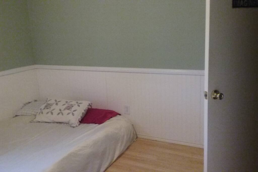 Spacious room and desk. Queen-sized bed and walk-in closet.