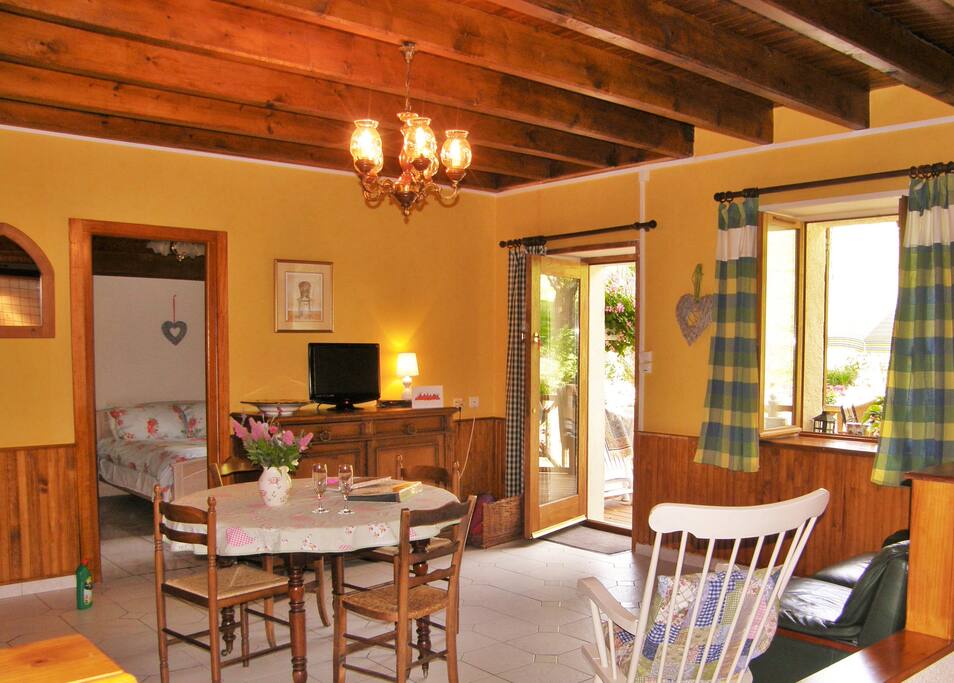 Living room and door onto terrace