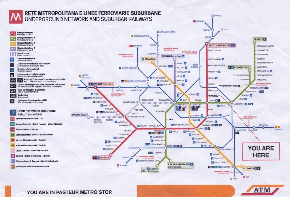 Subway system in Milan and where you are