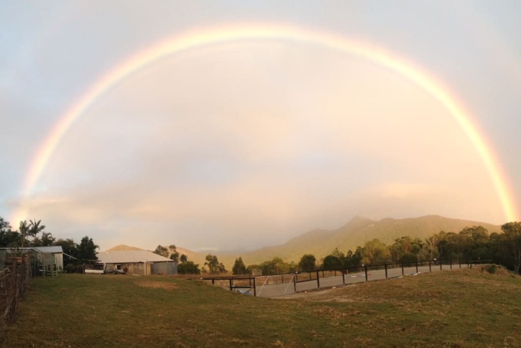 Rainbow over the horse riding arena