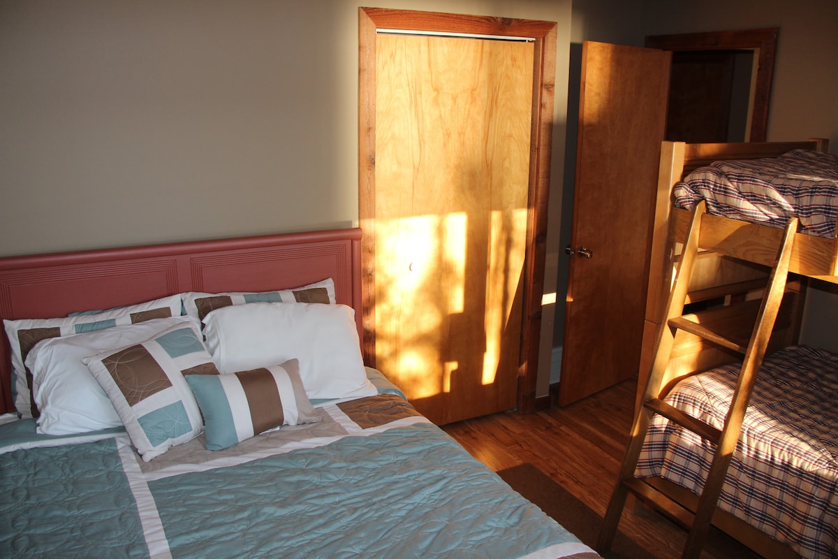 Lower level bedroom number 1, queen and 1 set of twin bunk beds