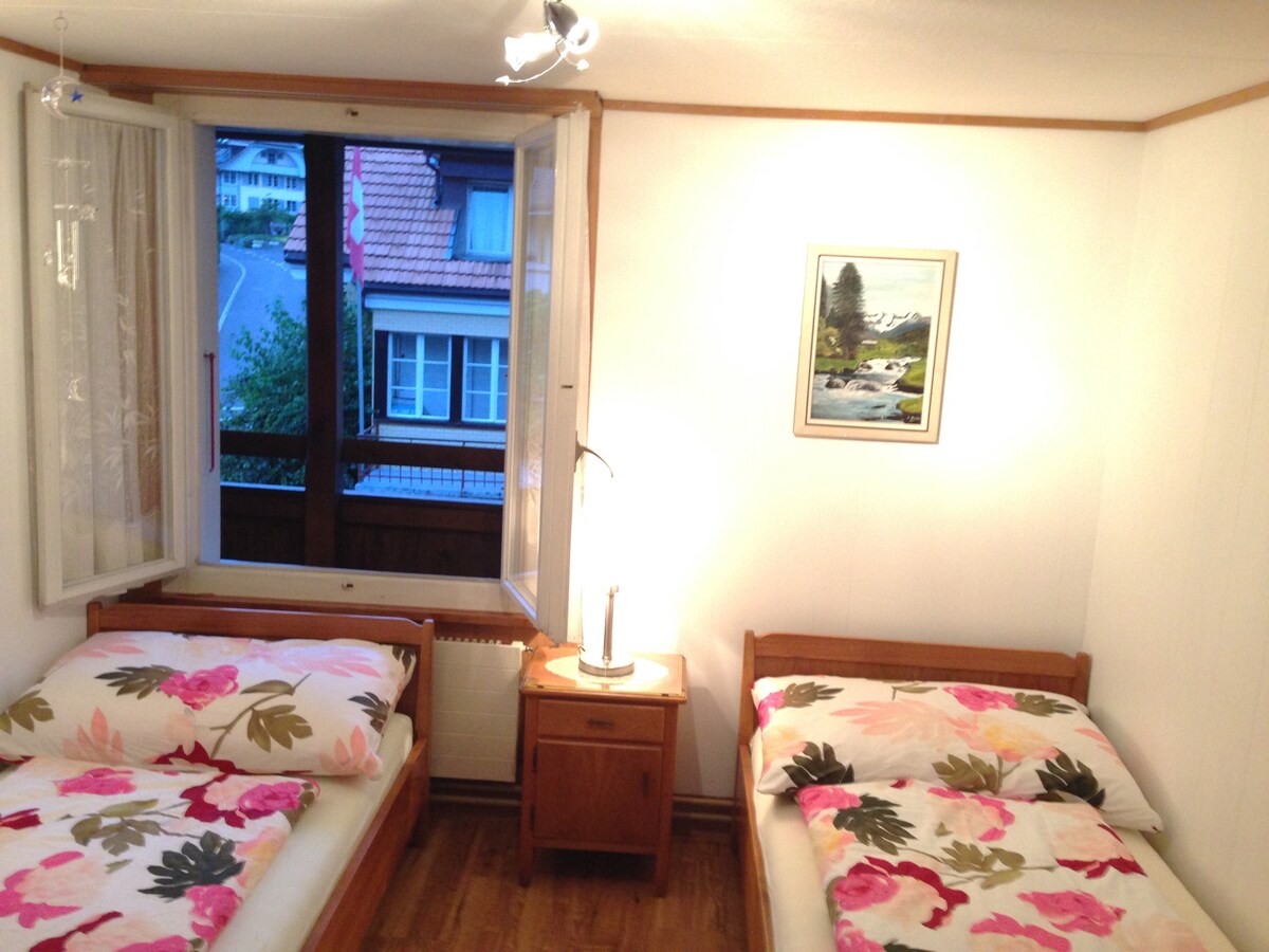 Vyumba 2 vya kulala vyenye mwonekano wa roshani na bustani ya mboga/maua