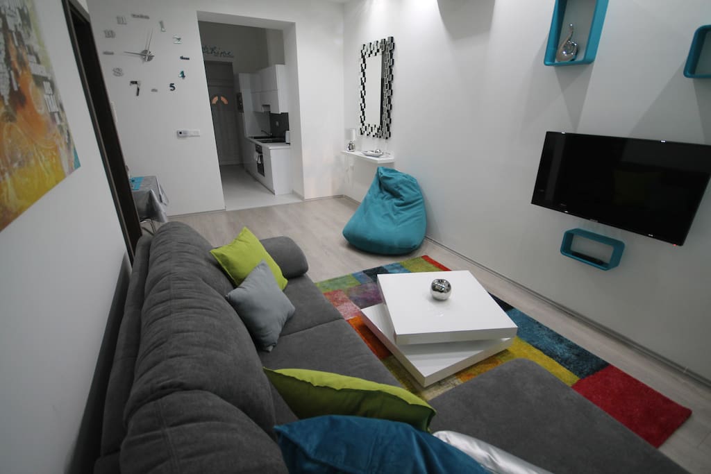Living room with comfortable sofa