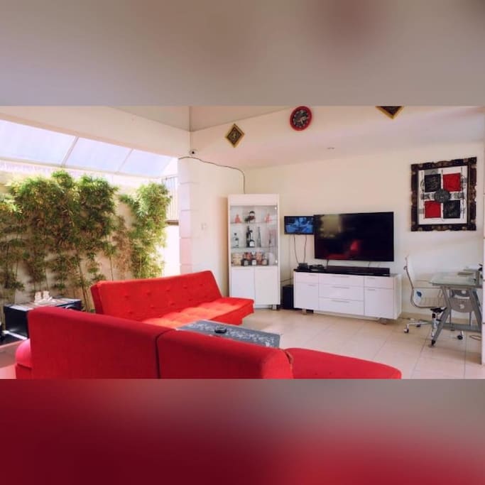 Living room with TV cable