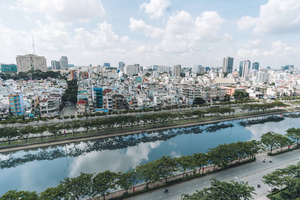 Great river and city view