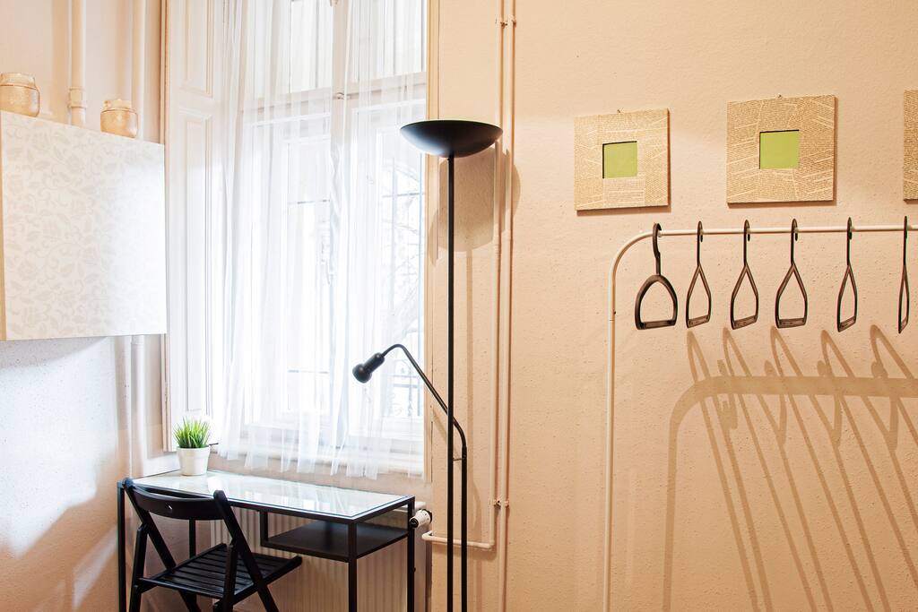 Your sunny work station and space for your clothes (the room faces the quiet and beautiful courtyard)