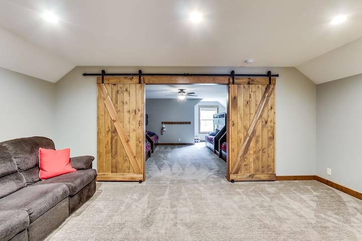 Barn Doors close off the bunk room to an additional loft space