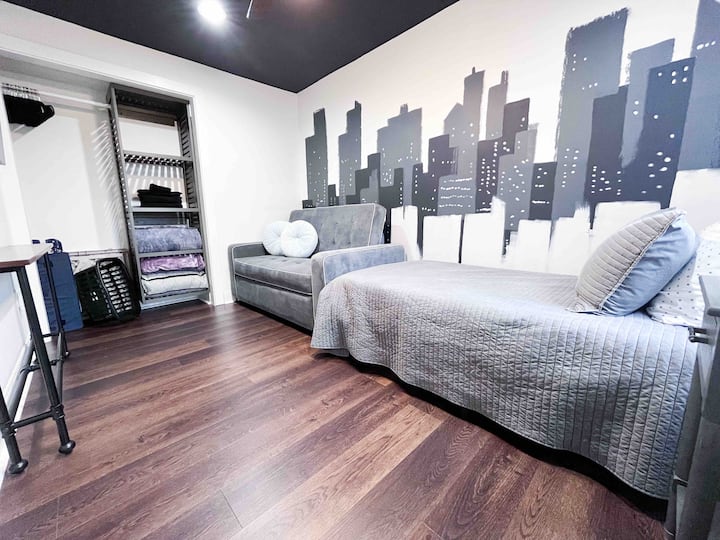 Bedroom 2 with twin bed and fold out couch bed