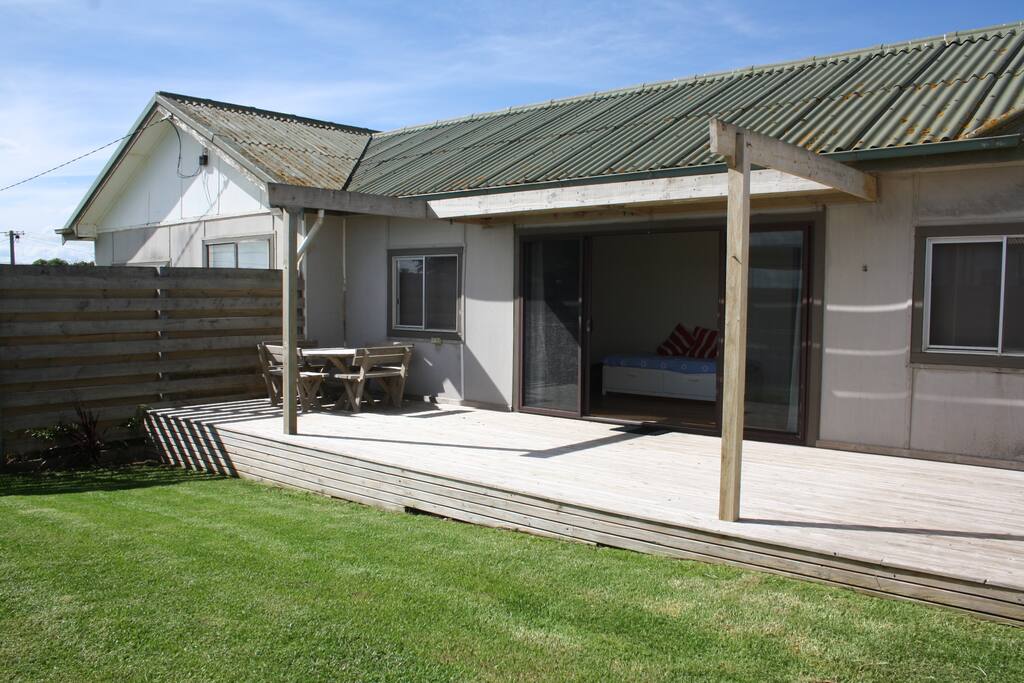 View from private courtyard to deck