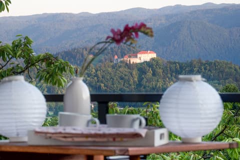 Castle&Alps view 
*Sauna*
Yoga studio*
Big garden2
