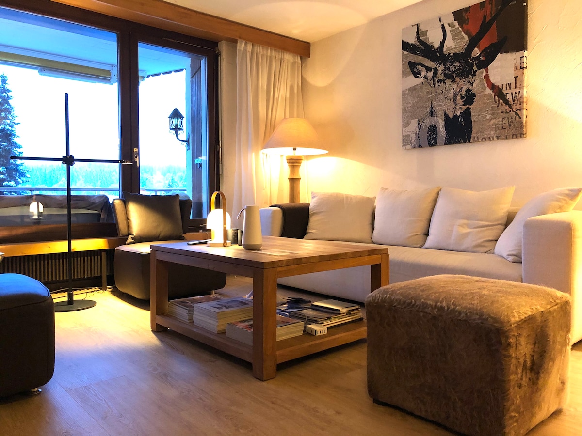 Popular Airbnb listing: Charming 2.5 Room Apt balcony/indoor pool/sauna/pp in Flims