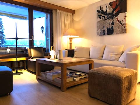 Popular Airbnb listing: Charming 2.5 Room Apt balcony/indoor pool/sauna/pp in Flims