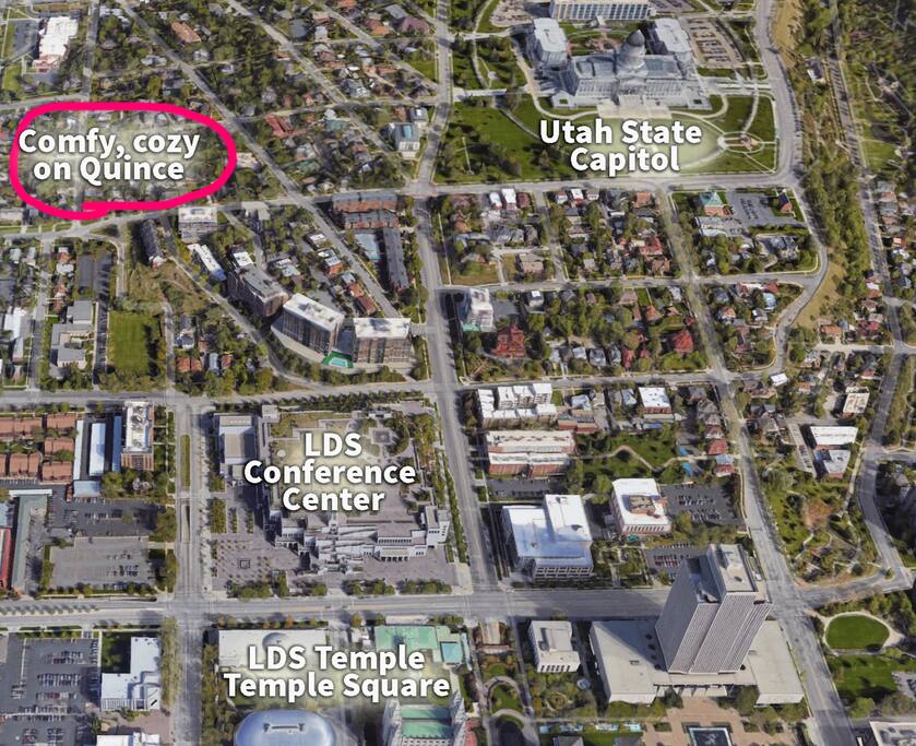 It's about a 13-minute walk to Temple Square.