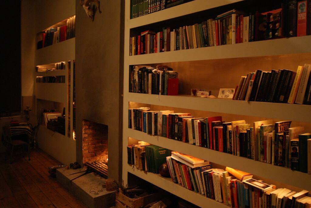 linie room with fire place