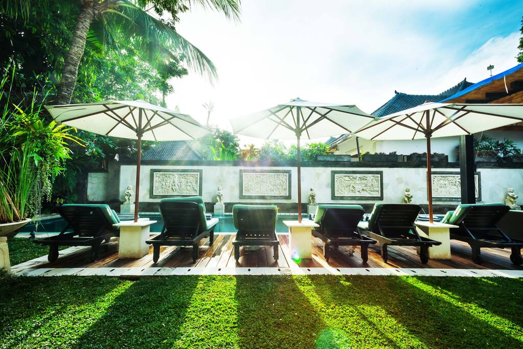 Sunbeds By The Pool