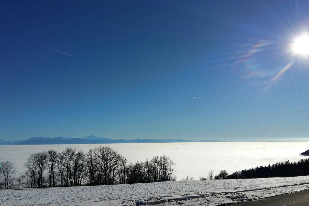 Vue sur les Alpes et mer de brouillard