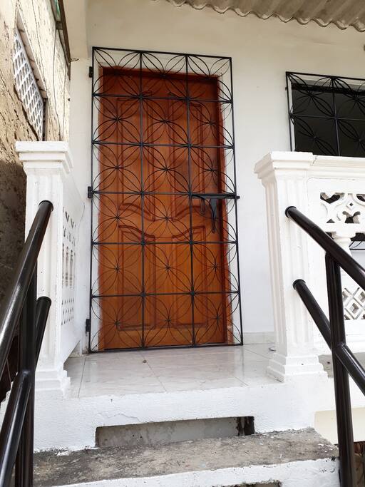 PUERTA CON REJA PROTECTORA