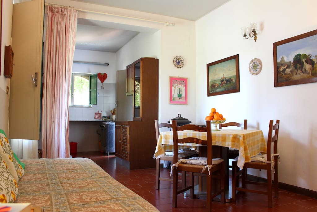 Open space with kitchen and dining room