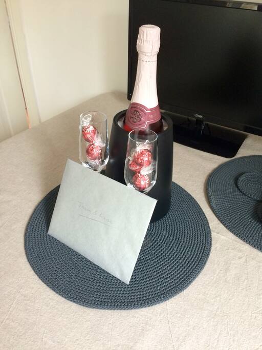 Fizz and chocolates optional extra that can be supplied for your arrival.