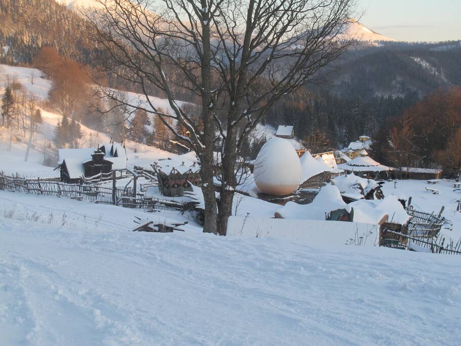next to apartment house is a fairytale world called Habakuky