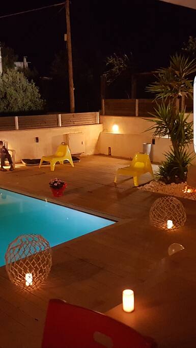 Swimming pool by night