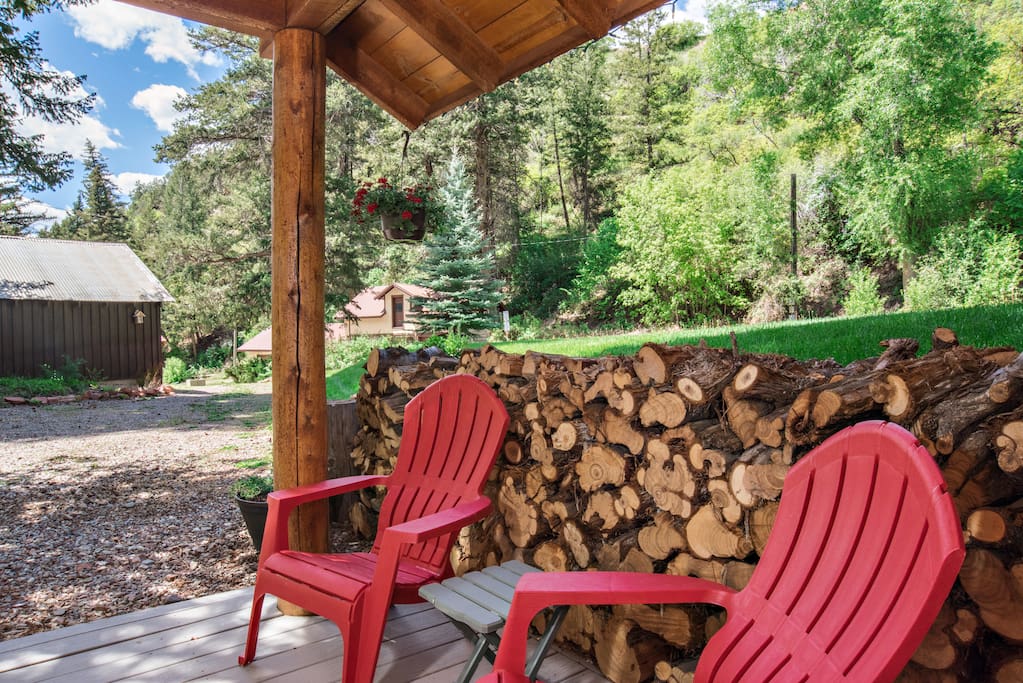 Relax on the porch and listen to the creek as you watch your dog play