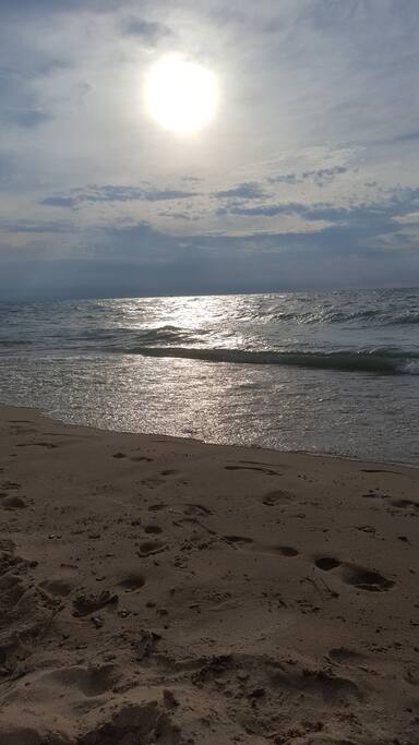 Evening sunset at the beach down the road