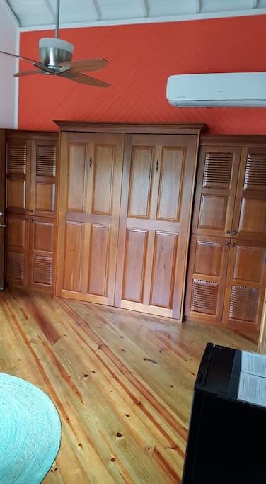 Murphy Bed folds up for more space during the day.