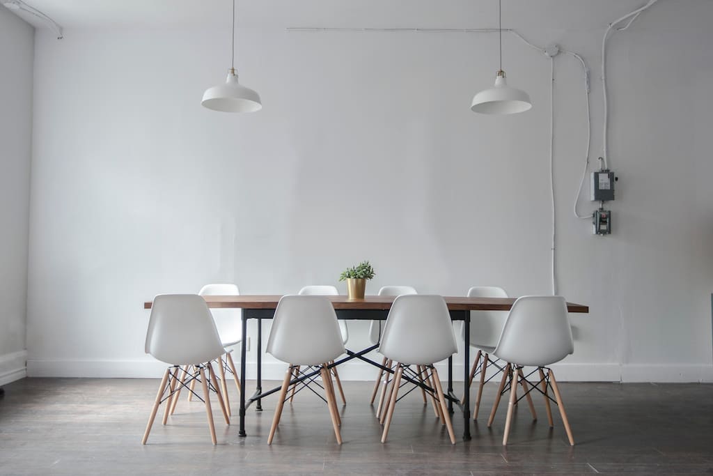 Meeting room table, seating for 8.