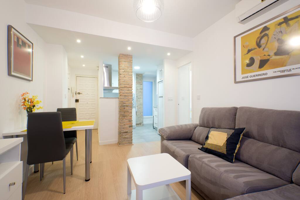 salon y sofa super confortable, tv