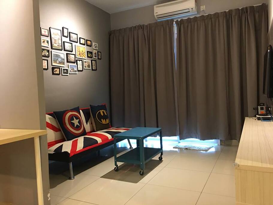 Living hall with sofa bed.