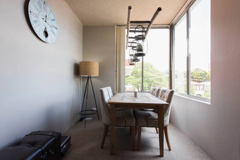 Dining area, part of open plan lounge. East facing sunny room