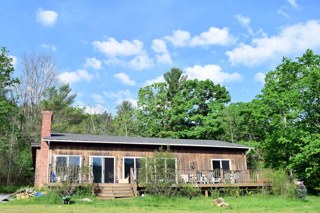 View of the back of the house, looking from the lake.