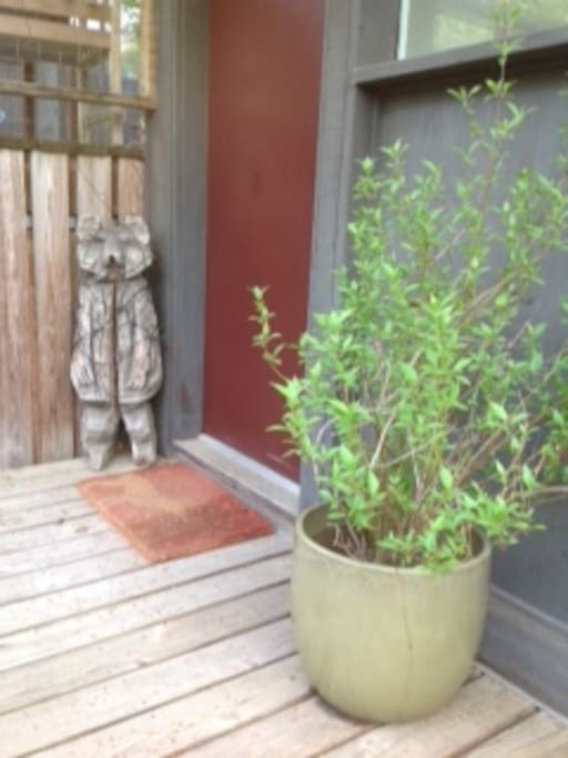 A view of the main entrance to the home. This entrance is open for your arrival when the host is on site.