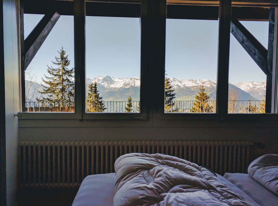 View of the Alps from the bedroom