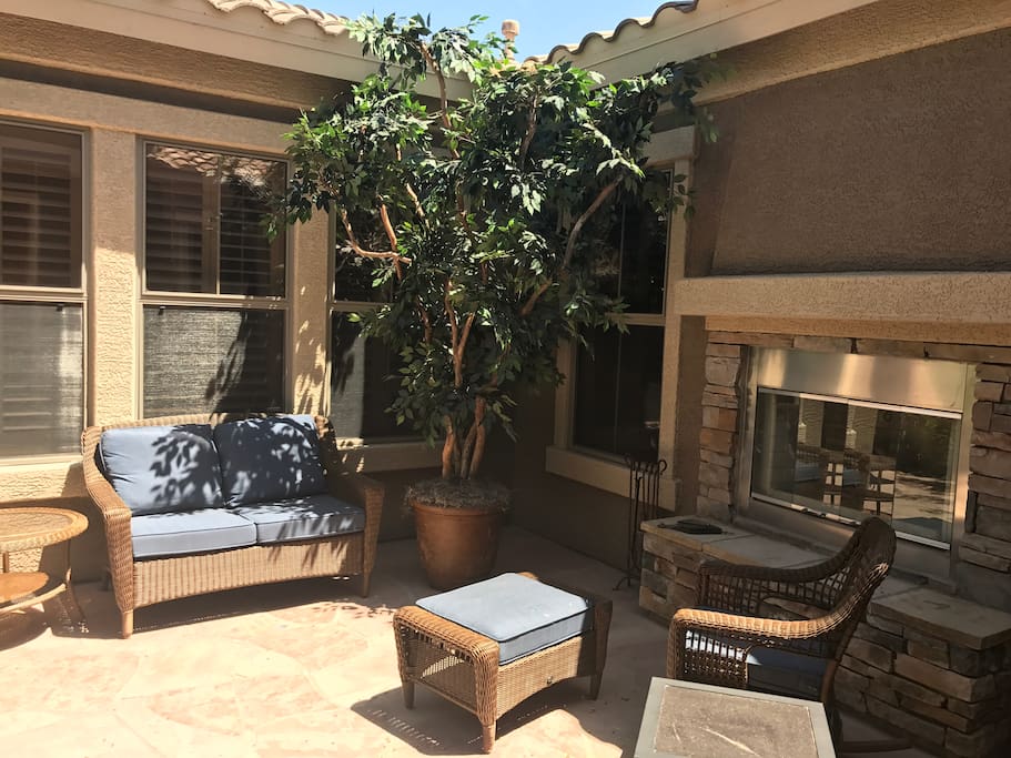 Front Courtyard with Gas fireplace